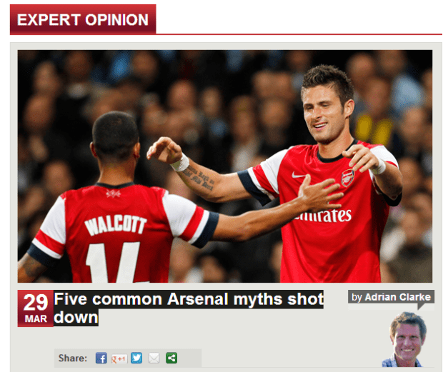 Five common Arsenal myths shot down - Life's A Pitch