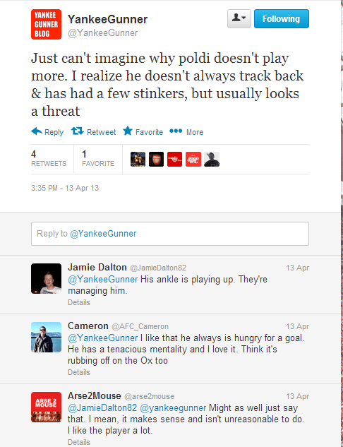 Twitter - YankeeGunner- Just can't imagine why poldi ...