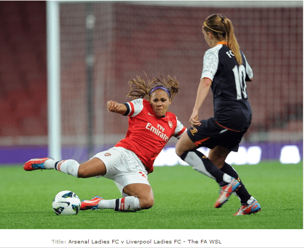Alex Scott Of Arsenal Challenges Louise Fors Of Liverpool… News Photo - Getty Images - 168254397